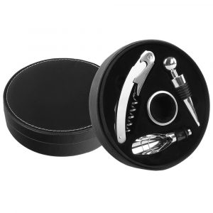 SET REDONDO DE PU NEGRO PARA BAR 4 PIEZAS