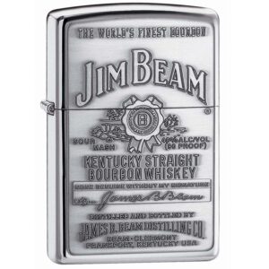 ENCENDEDOR ZIPPO CROMADO BRILLANTE EMBLEMA JIM BEAN